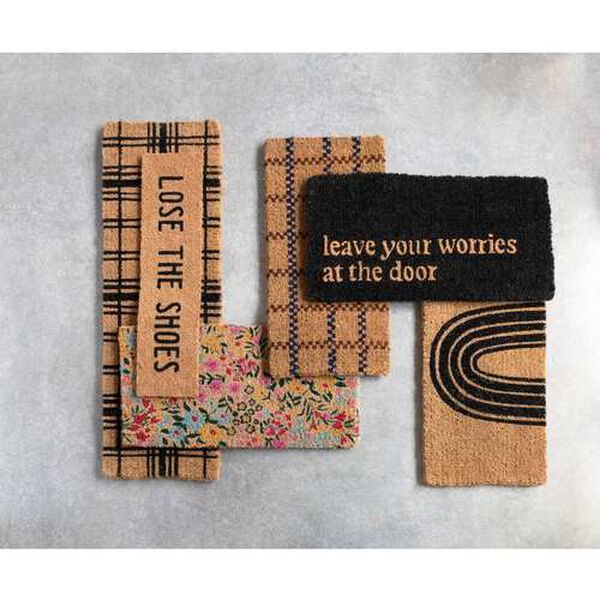 Black Leave Your Worries At The Door Natural Coir Doormat, image 6
