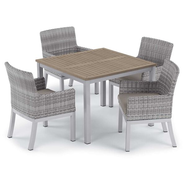 Travira and Argento Stone Five-Piece Outdoor Dining Table and Armchair Set, image 1
