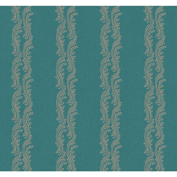 Waverly Stripes Teal Turning Tides Wallpaper, image 1