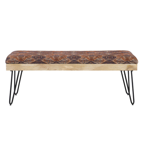 Brooke Black and Brown Tribal Pattern Bench, image 6