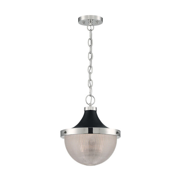 Faro Polished Nickel and Black 14-Inch One-Light Pendant, image 4