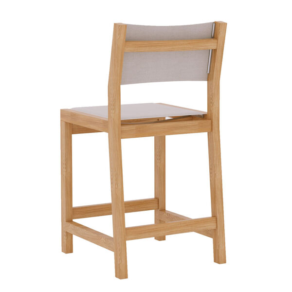 Pearl Natural Sand Teak White Outdoor Counter Height Stool, image 2