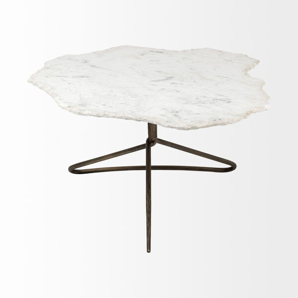 Pinera I Gold and White Irregular Marble Top Coffee Table, image 2