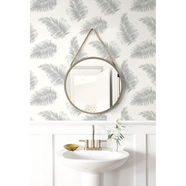 Lillian August Luxe Haven Light Gray Tossed Palm Peel and Stick Wallpaper, image 1