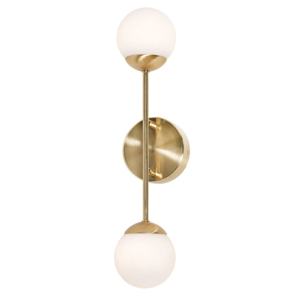 Pearl Satin Brass Two-Light LED Wall Sconce, image 1