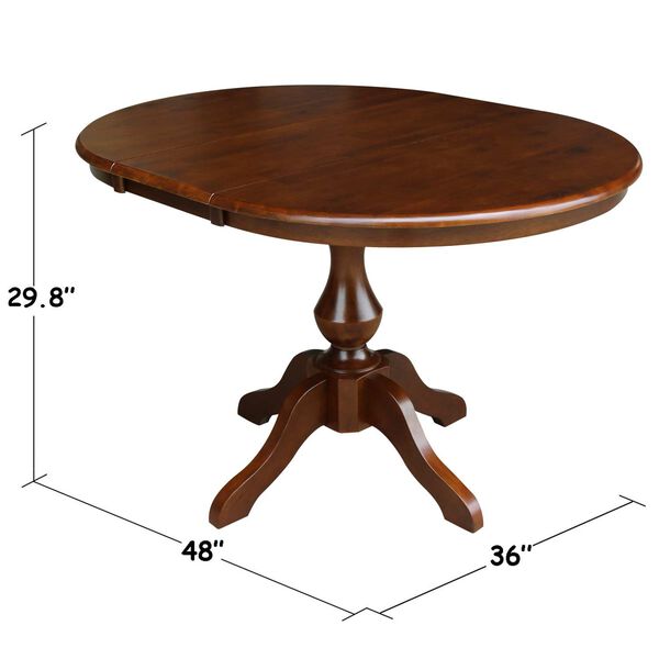 Espresso Round Top Pedestal Dining Table with 12-Inch Leaf, image 5