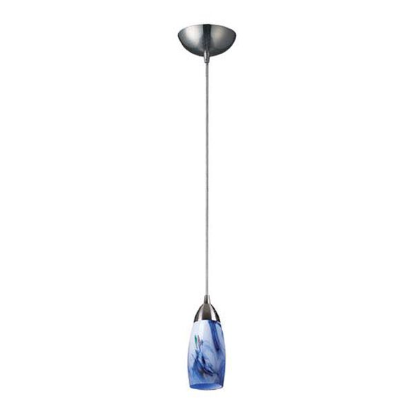 Milan One Light LED Pendant In Satin Nickel And Mountain Glass, image 1