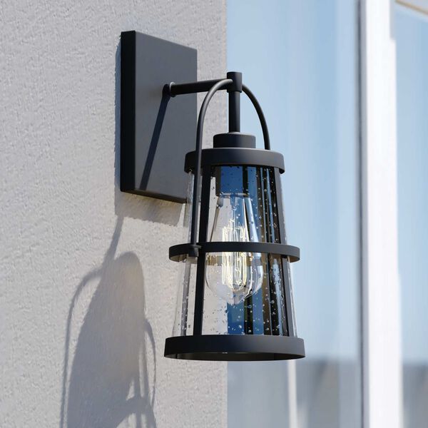Portage Park Matte Black One-Light Dusk to Dawn Outdoor Wall Lantern with Clear Glass, image 2