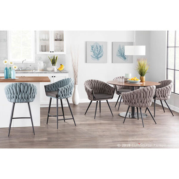 Matisse Black, Grey and Blue Braided Counter Stool, image 3