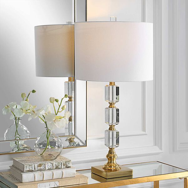 Uptown Brass Stacked Crystal One-Light Table Lamp - (Open Box), image 2