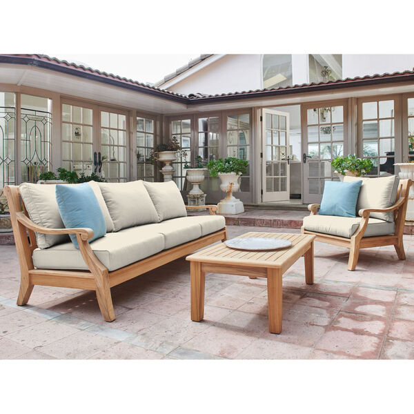 Sonoma Natural Teak Deep Seating Four-Piece Outdoor Sofa Set with Sunbrella Canvas Cushion, image 2