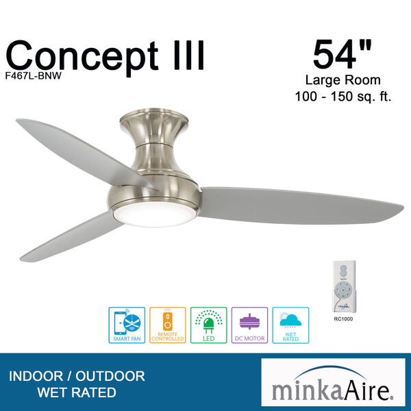 Concept III Brushed Nickel 54-Inch LED Smart Ceiling Fan, image 4