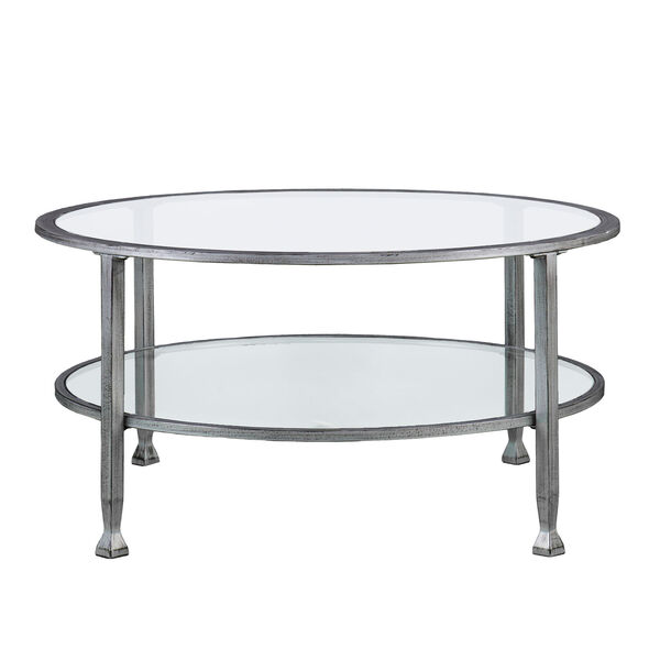 Jaymes Silver Metal and Glass Round Cocktail Table, image 3
