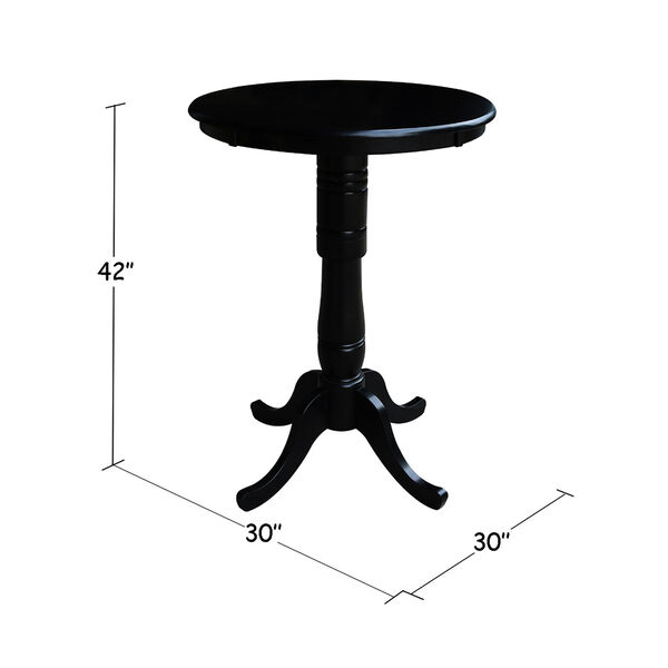 42-Inch Tall, 30-Inch Round Top Black Pedestal Pub Table, image 2