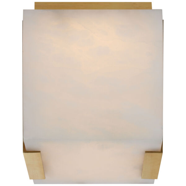 Covet Tall Clip Solitaire Flush Mount in Antique-Burnished Brass with Alabaster by Kelly Wearstler, image 1
