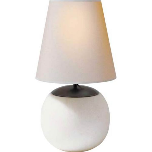 Terri Large Round Table Lamp in Alabaster with Natural Paper Shade by Thomas O'Brien, image 1