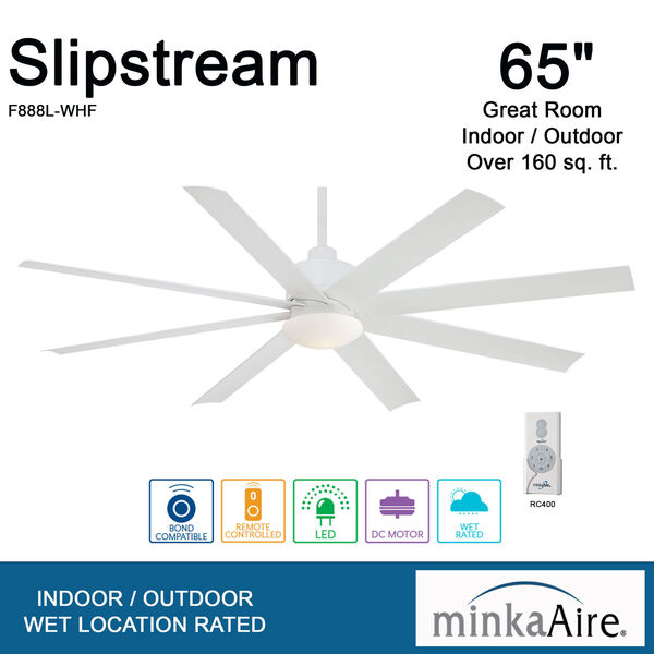 Slipstream Flat White 65-Inch Ceiling Fan, image 10