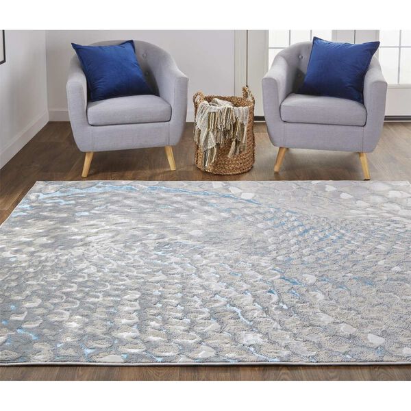 Azure Blue Silver Gray Area Rug, image 4
