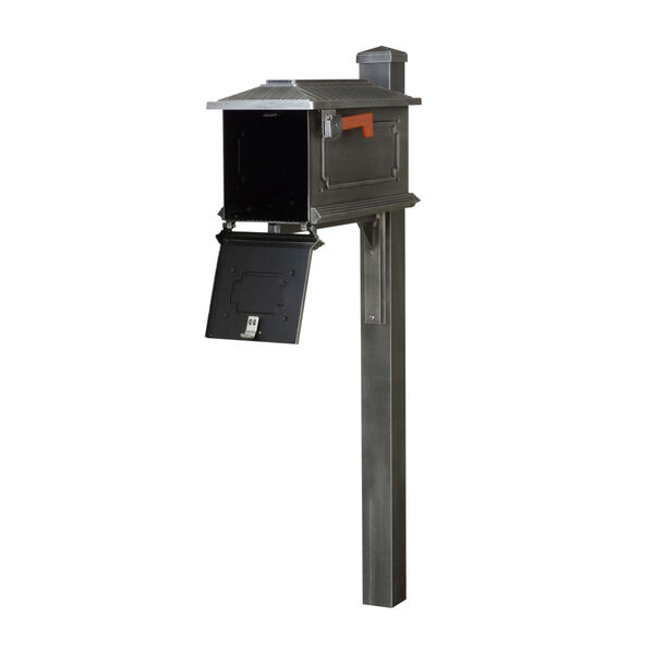 Kingston Curbside Swedish Silver Mailbox and Wellington Direct Burial Mailbox Post Smooth Square, image 3