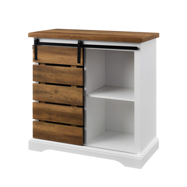 Solid White and Rustic Oak TV Stand, image 3