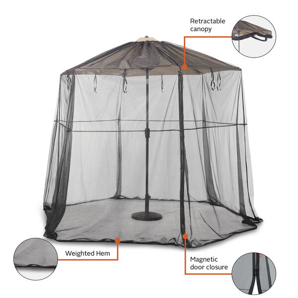 Poplar Black Universal Round Patio Umbrella Insect Screen Canopy, image 2