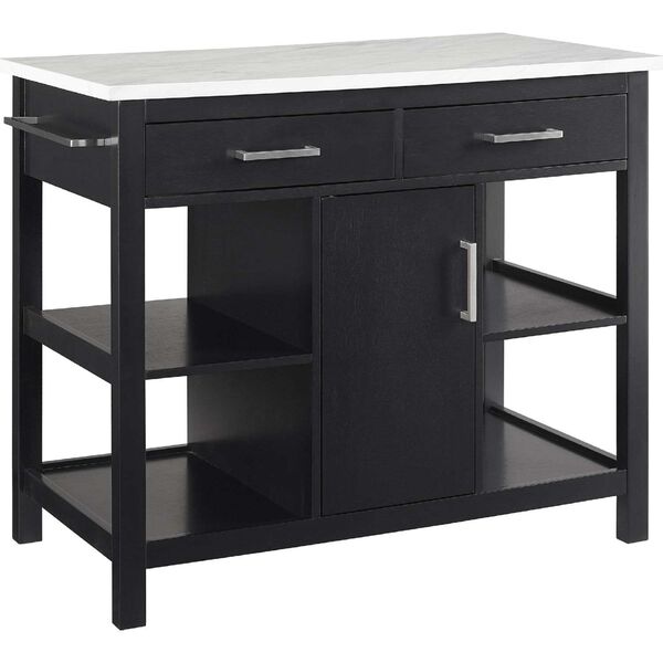 Audrey Black White Marble Faux Marble Top Kitchen Island, image 2