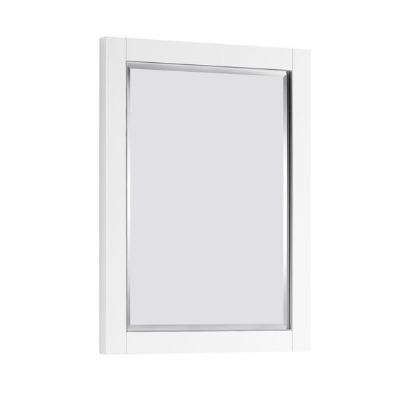 White 24-Inch Mirror with Silver Trim, image 2