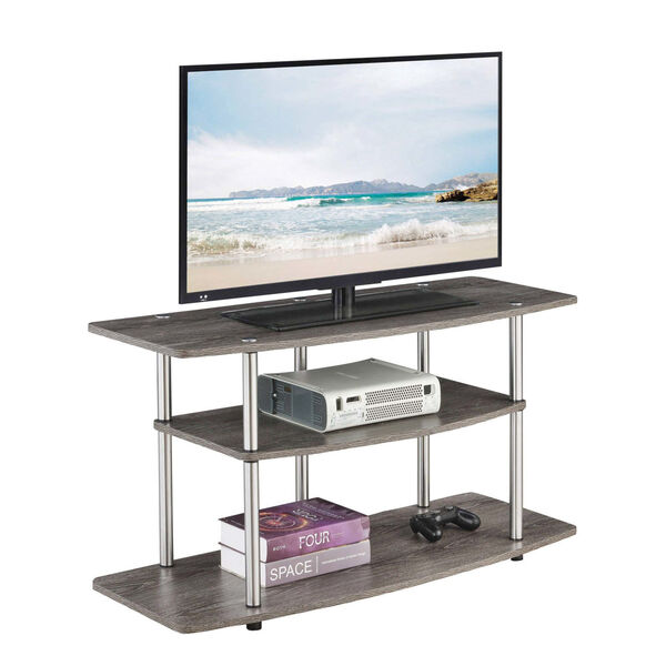 Designs2Go Weathered Gray Three-Tier TV Stand, image 2