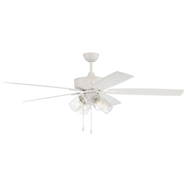 Super Pro White 60-Inch LED Ceiling Fan with Clear Glass, image 7