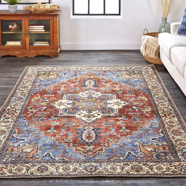 Percy Blue Red Ivory Area Rug, image 2