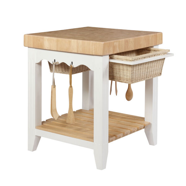 Liam White and Natural Kitchen Island, image 1