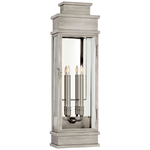 Linear Large Wall Lantern in Antique Nickel with Clear Glass by Chapman and Myers, image 1