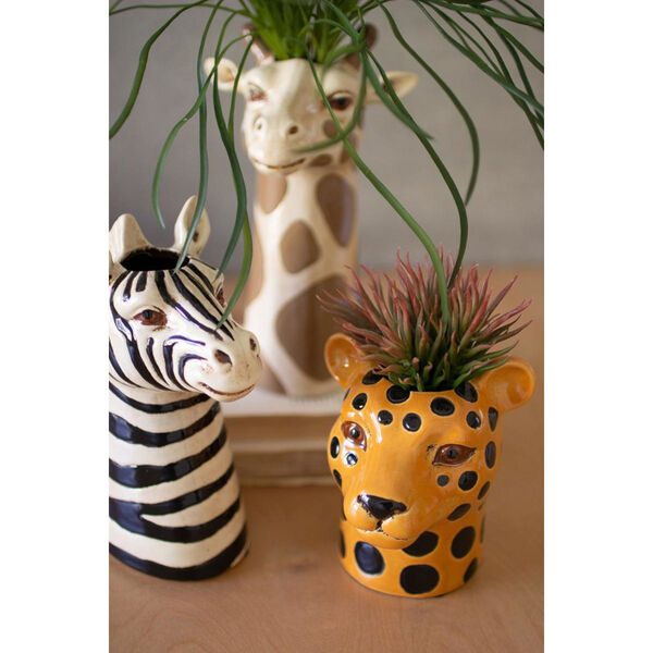 Multicolor Ceramic Safari Animal Succulent Holders, Set of Three, image 2