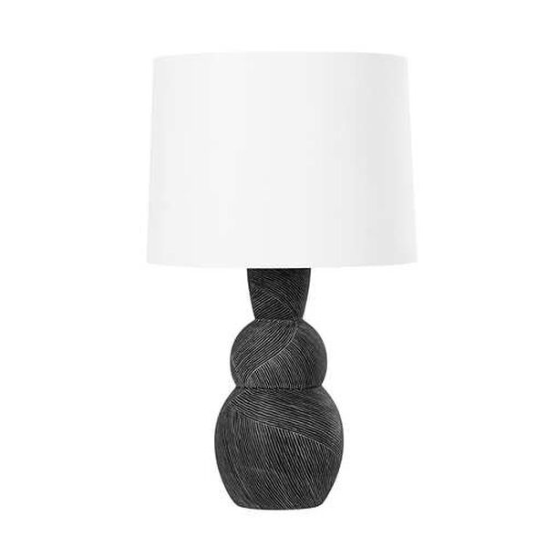 Miles Ceramic Etched Black White One-Light Table Lamp, image 1