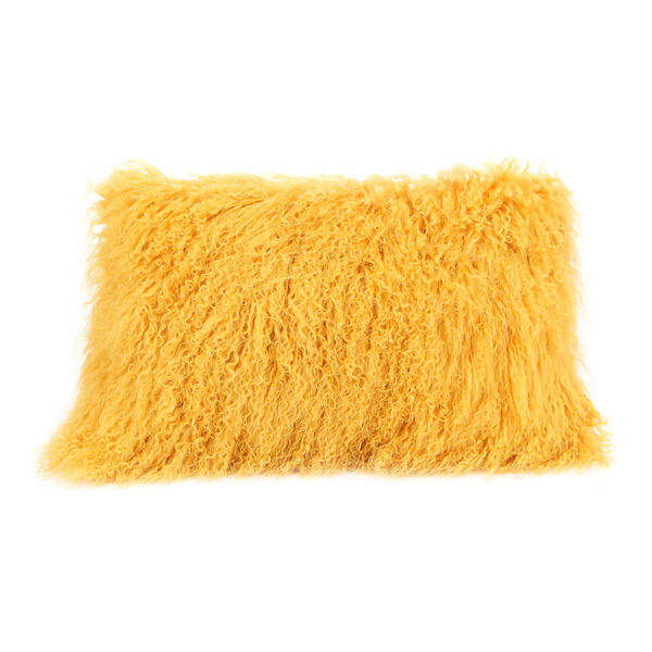 Gold Lamb Fur Pillow Rectangular, image 2
