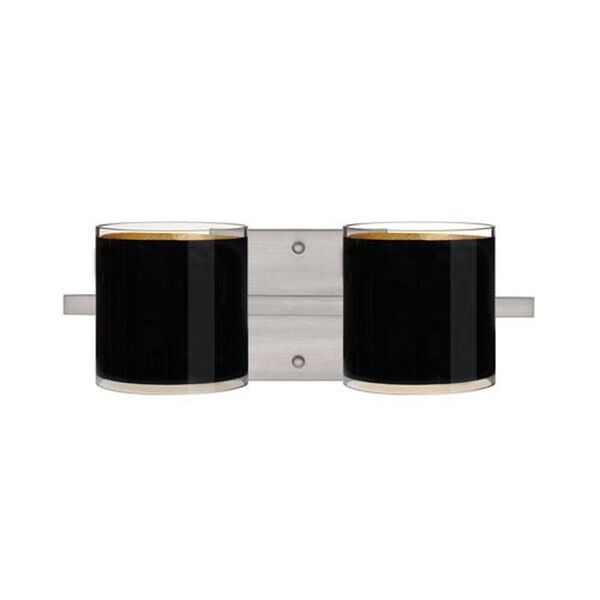 Pogo Satin Nickel Two-Light LED Bath Vanity with Black Glass, image 1