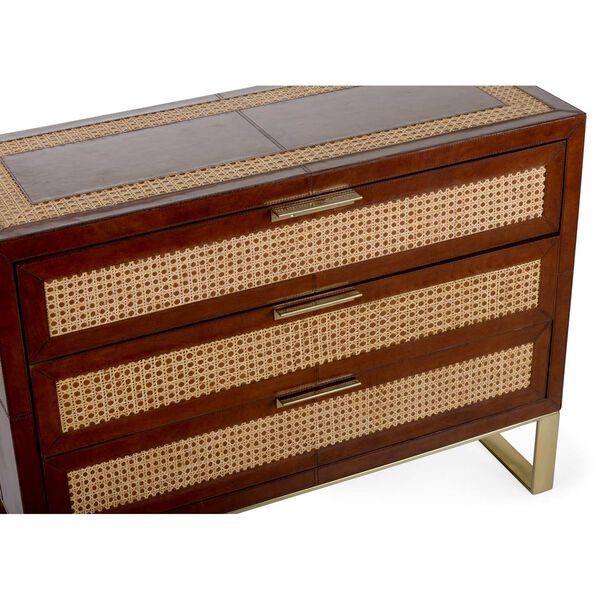 Cognac and Polished Brass Under The Canvas Chest, image 2