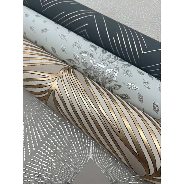 Polished Chevron Charcoal and Silver Wallpaper, image 4