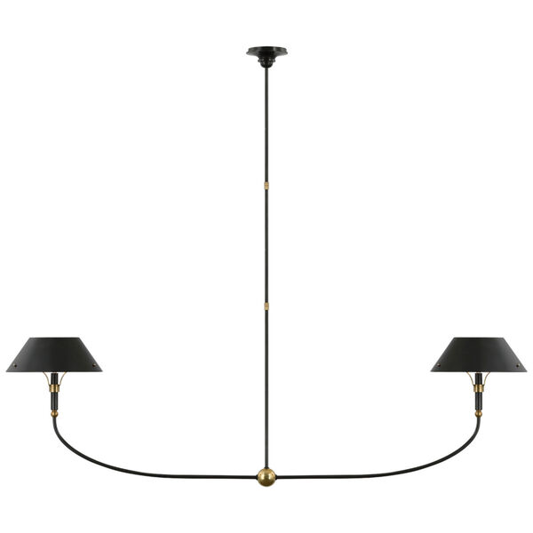 Turlington Xl Linear Chandelier in Bronze and Hand-Rubbed Antique Brass with Bronze Shade by Thomas O'Brien, image 1
