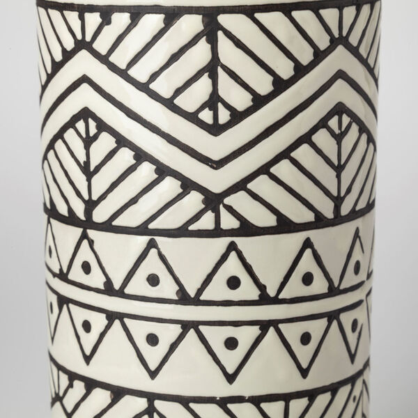 Uhura I Cream and Black Small Patterned Cylindrical Vase, image 4