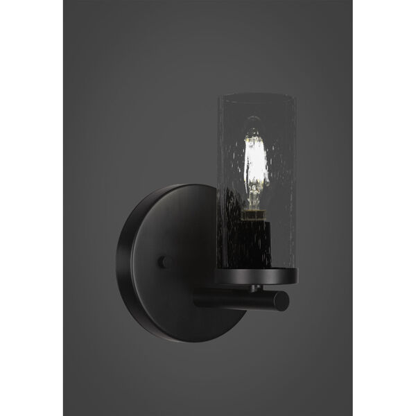 Trinity Matte Black One-Light Wall Sconce with Clear Bubble Glass, image 2