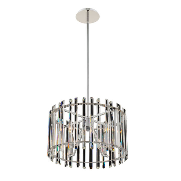 Viano Polished Chrome Four-Light Pendant with Firenze Crystal, image 1