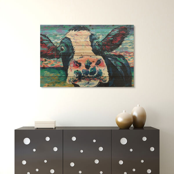 Curious Cow 2 Digital Print on Solid Wood Wall Art, image 1
