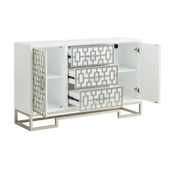White and Champagne Three Drawer Cabinet, image 3
