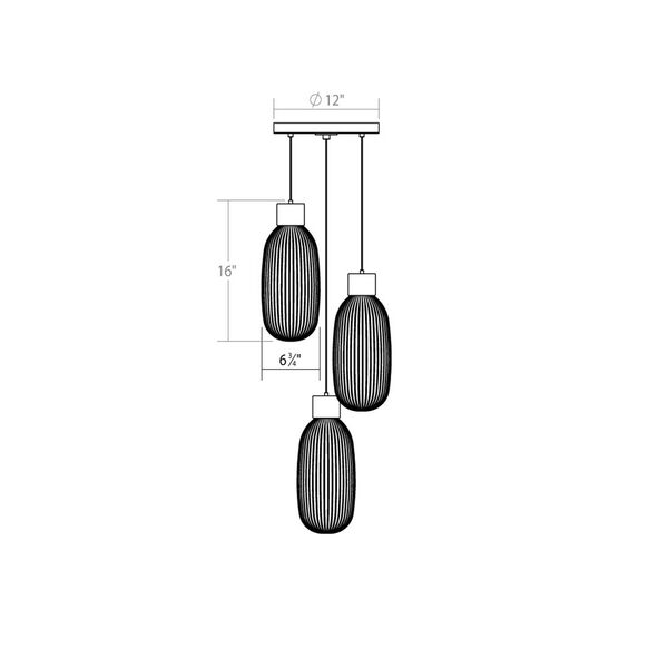 Friso Satin Black Three-Light LED Pendant, image 2