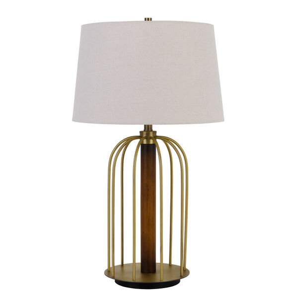 Sevran Antique Brass and White One-Light Table lamp, image 1