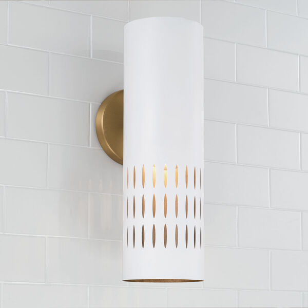 Dash Aged Brass and White One-Light Sconce, image 3