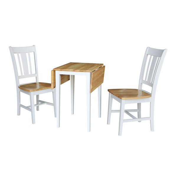 White Natural Dual Drop Leaf Dining Table with Two San Remo Chairs, image 3