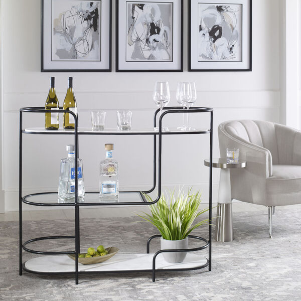 White and Black Trolley Bar Console, image 5