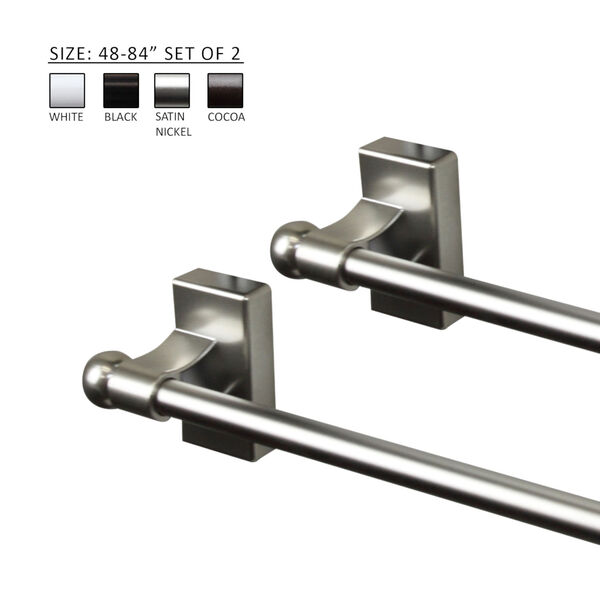 Satin Nickel 48-84 Inch Magnetic Rod, Set of 2, image 3